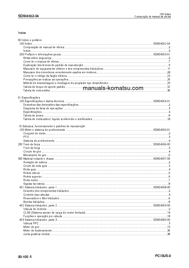 Protected: PC78US-8(JPN) S/N 15001-UP Shop (repair) manual (Portuguese)