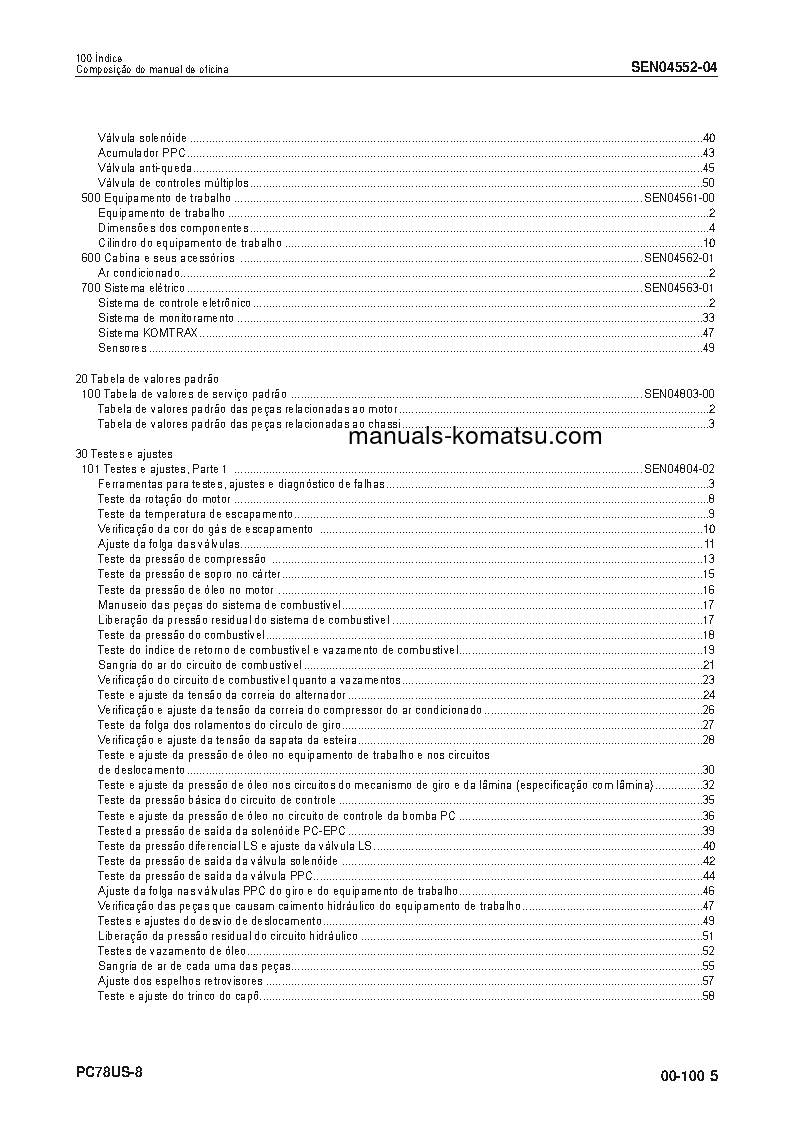 Protected: PC78US-8(JPN) S/N 15001-UP Shop (repair) manual (Portuguese)