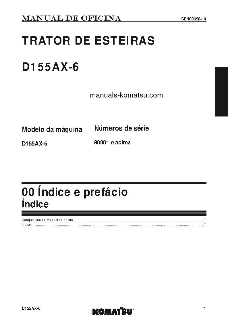 Protected: D155AX-6(JPN) S/N 80001-UP Shop (repair) manual (Portuguese)