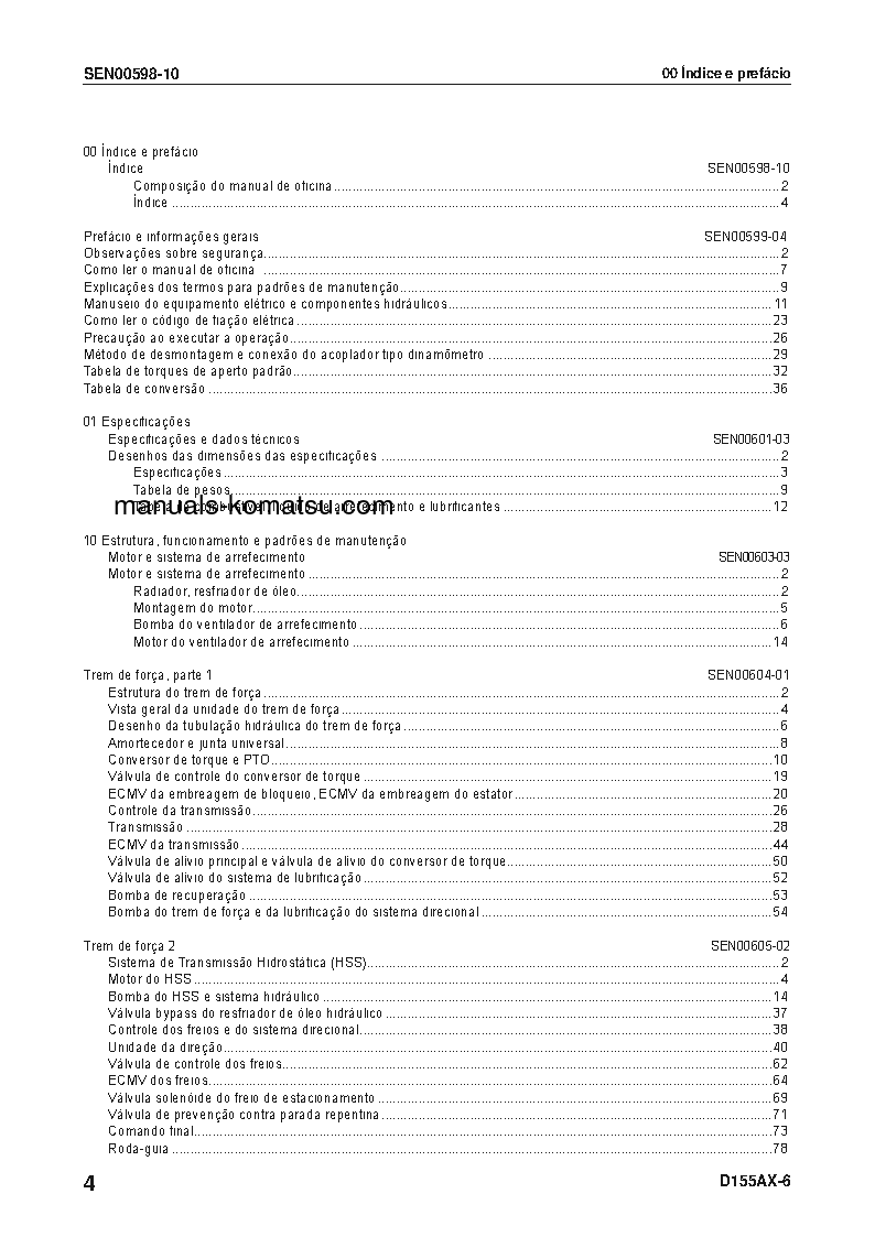 Protected: D155AX-6(JPN) S/N 80001-UP Shop (repair) manual (Portuguese)