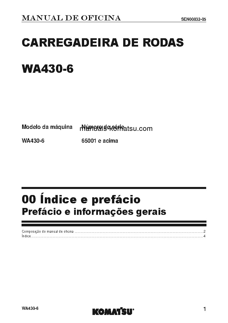 Protected: WA430-6(JPN) S/N 65001-UP Shop (repair) manual (Portuguese)