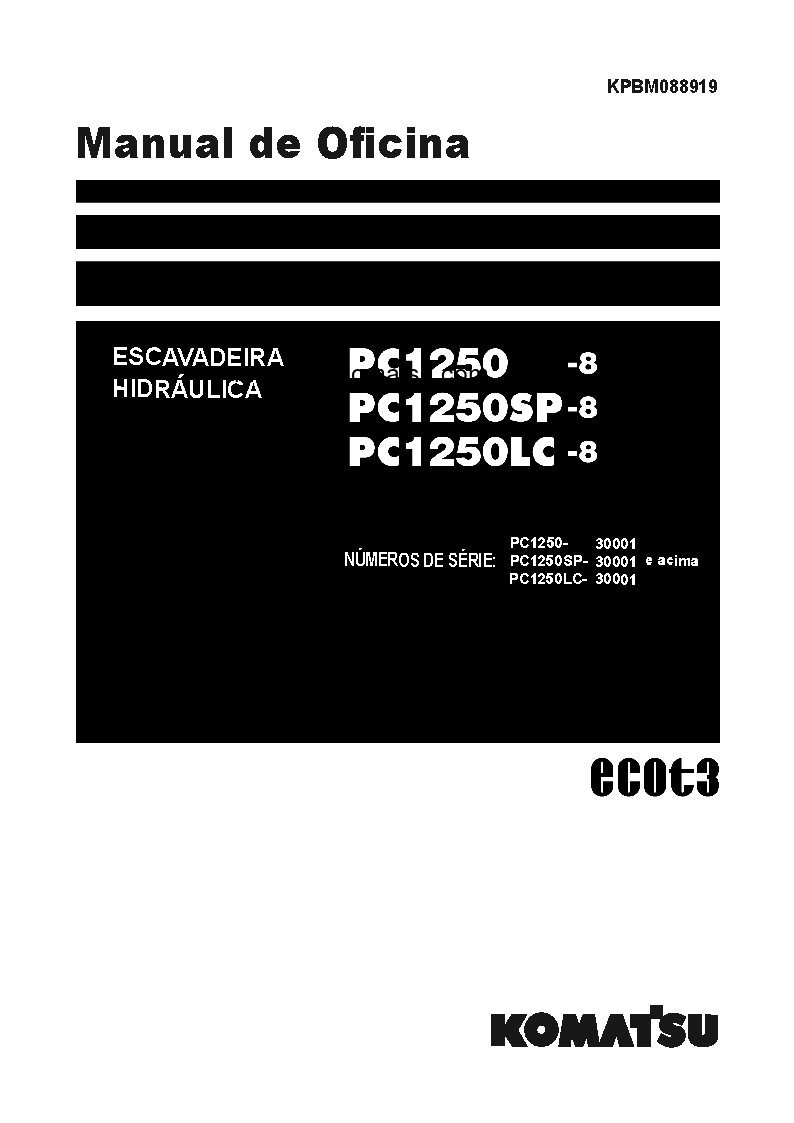 PC1250LC-8(JPN) S/N 30165-UP Shop (repair) manual (Portuguese)