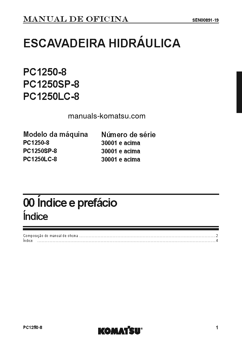 Protected: PC1250LC-8(JPN) S/N 30165-UP Shop (repair) manual (Portuguese)