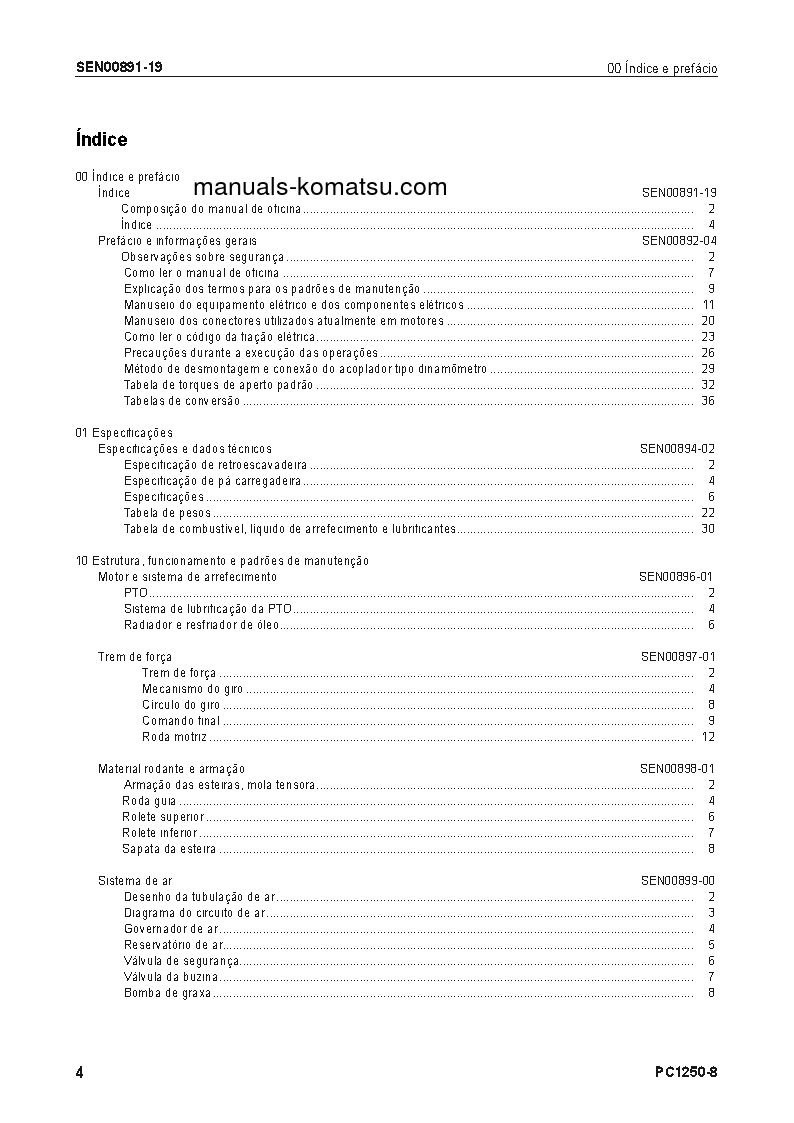 Protected: PC1250LC-8(JPN) S/N 30165-UP Shop (repair) manual (Portuguese)