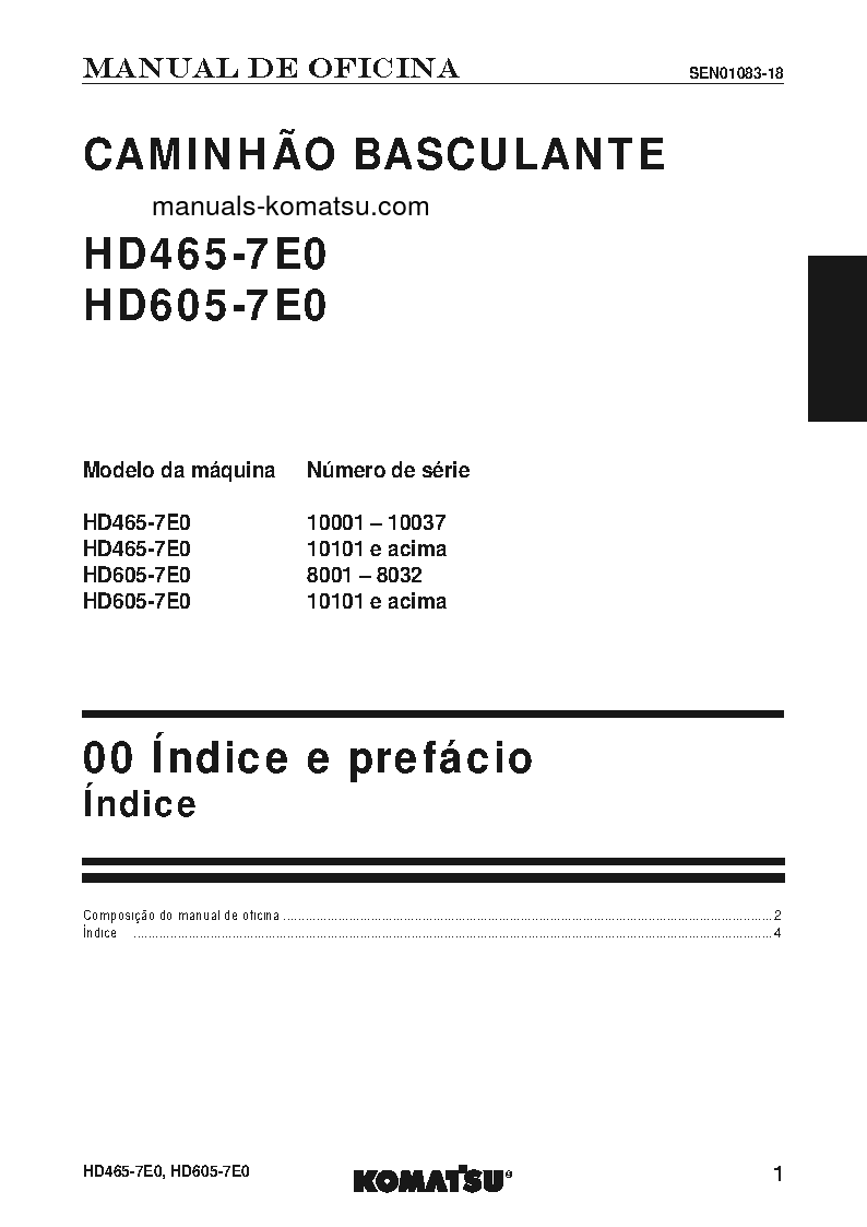 Protected: HD605-7(JPN)-E0 S/N 8001-8032 Shop (repair) manual (Portuguese)