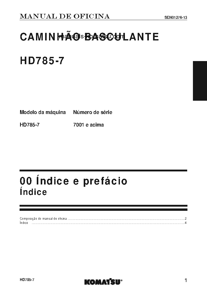 Protected: HD785-7(JPN) S/N 7001-UP Shop (repair) manual (Portuguese)