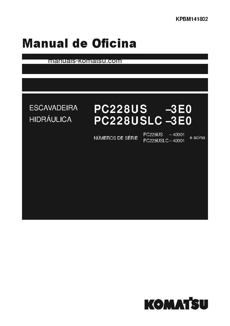PC228USLC-3(JPN)-E0 S/N 40001-UP Shop (repair) manual (Portuguese)