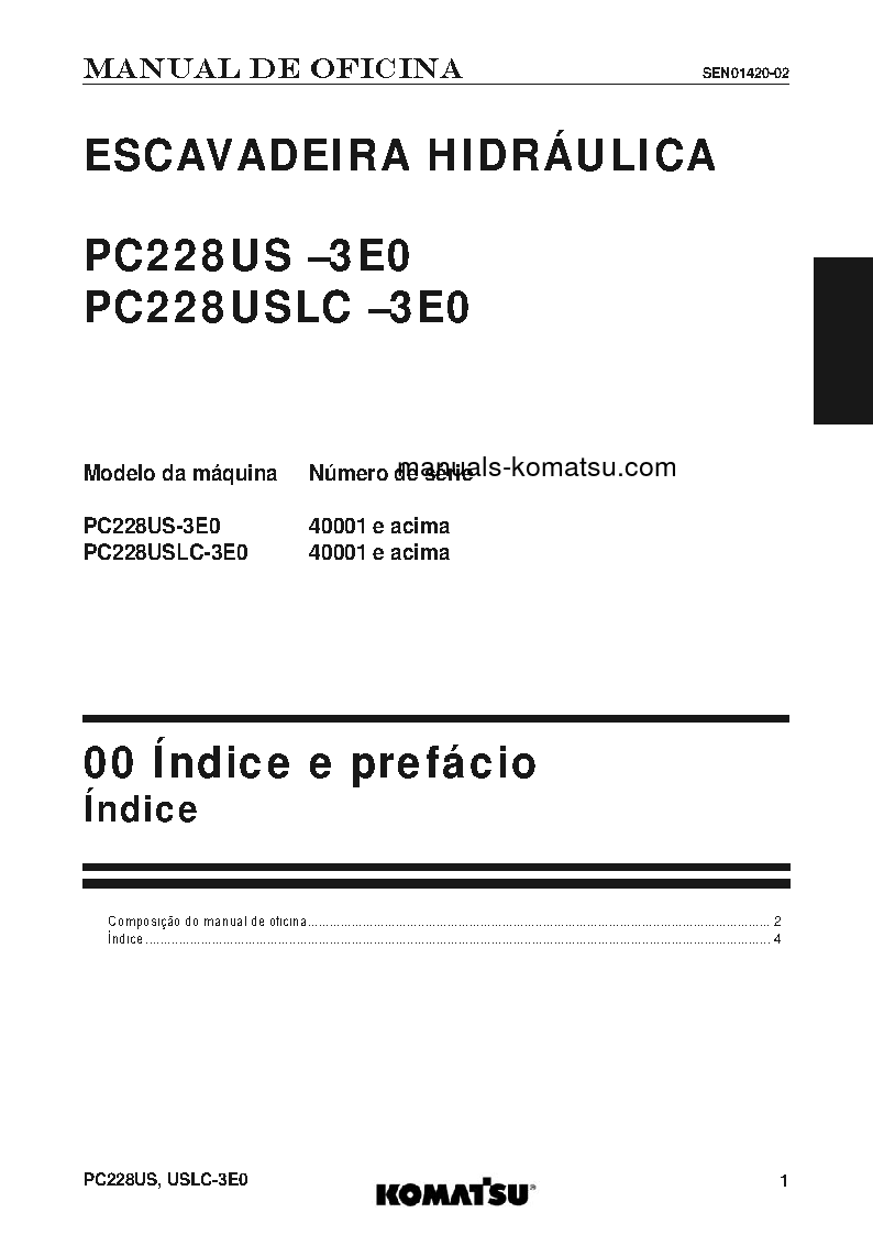 Protected: PC228USLC-3(JPN)-E0 S/N 40001-UP Shop (repair) manual (Portuguese)