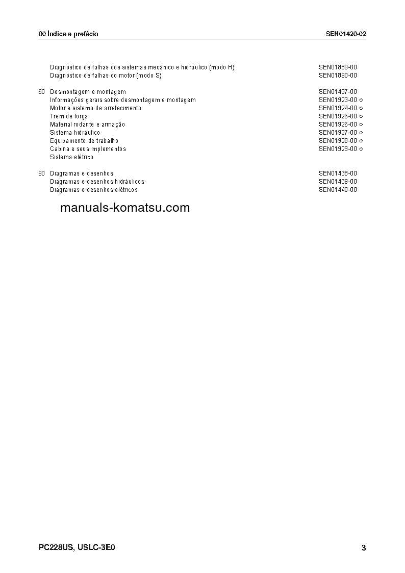 Protected: PC228USLC-3(JPN)-E0 S/N 40001-UP Shop (repair) manual (Portuguese)