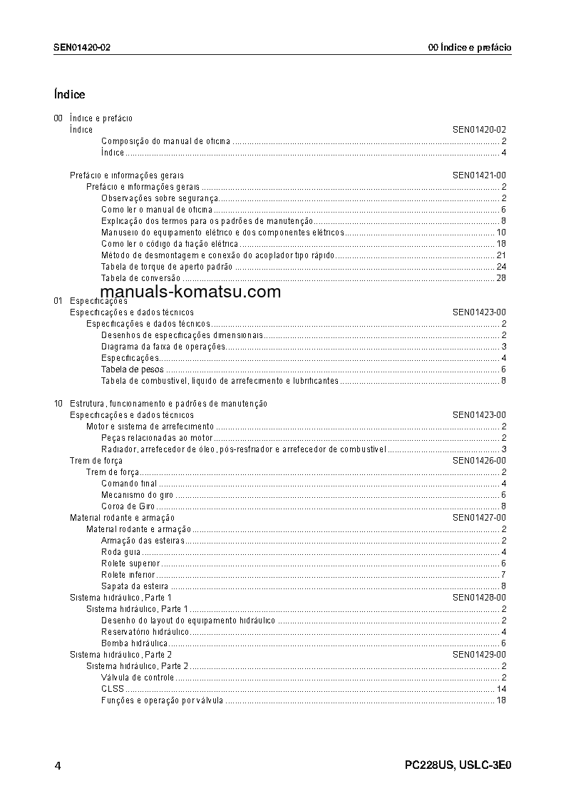 Protected: PC228USLC-3(JPN)-E0 S/N 40001-UP Shop (repair) manual (Portuguese)