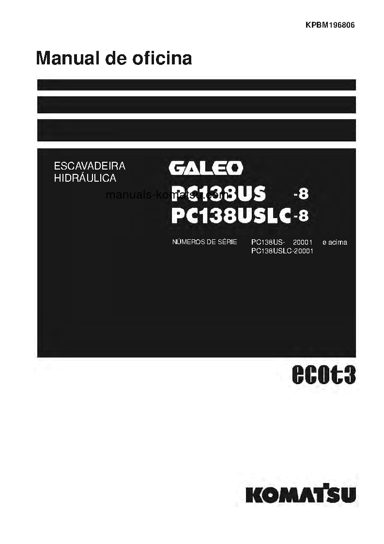 PC138US-8(JPN) S/N 20001-UP Shop (repair) manual (Portuguese)