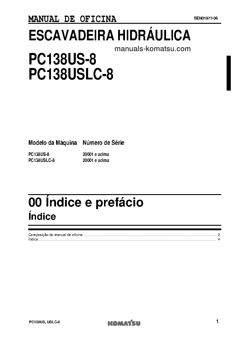 Protected: PC138US-8(JPN) S/N 20001-UP Shop (repair) manual (Portuguese)