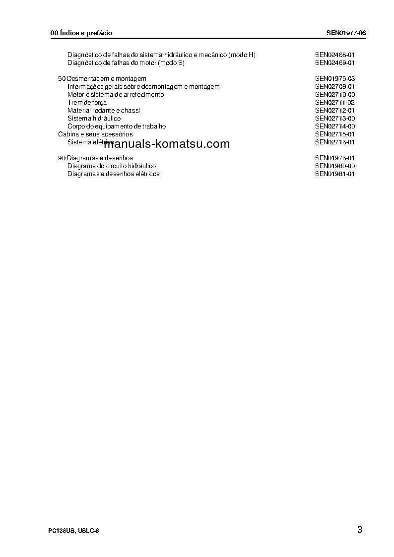 Protected: PC138US-8(JPN) S/N 20001-UP Shop (repair) manual (Portuguese)