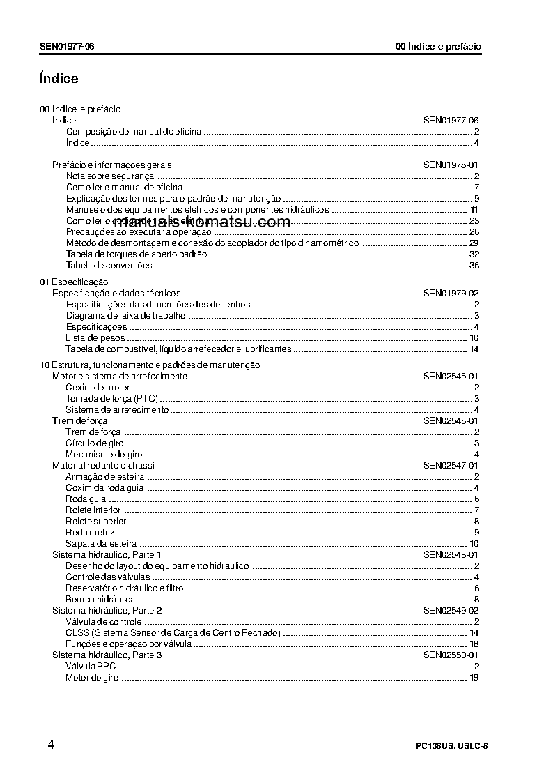 Protected: PC138US-8(JPN) S/N 20001-UP Shop (repair) manual (Portuguese)