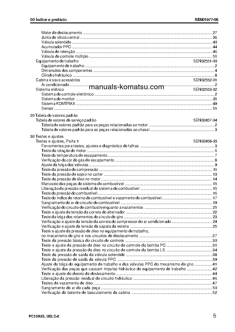 Protected: PC138US-8(JPN) S/N 20001-UP Shop (repair) manual (Portuguese)