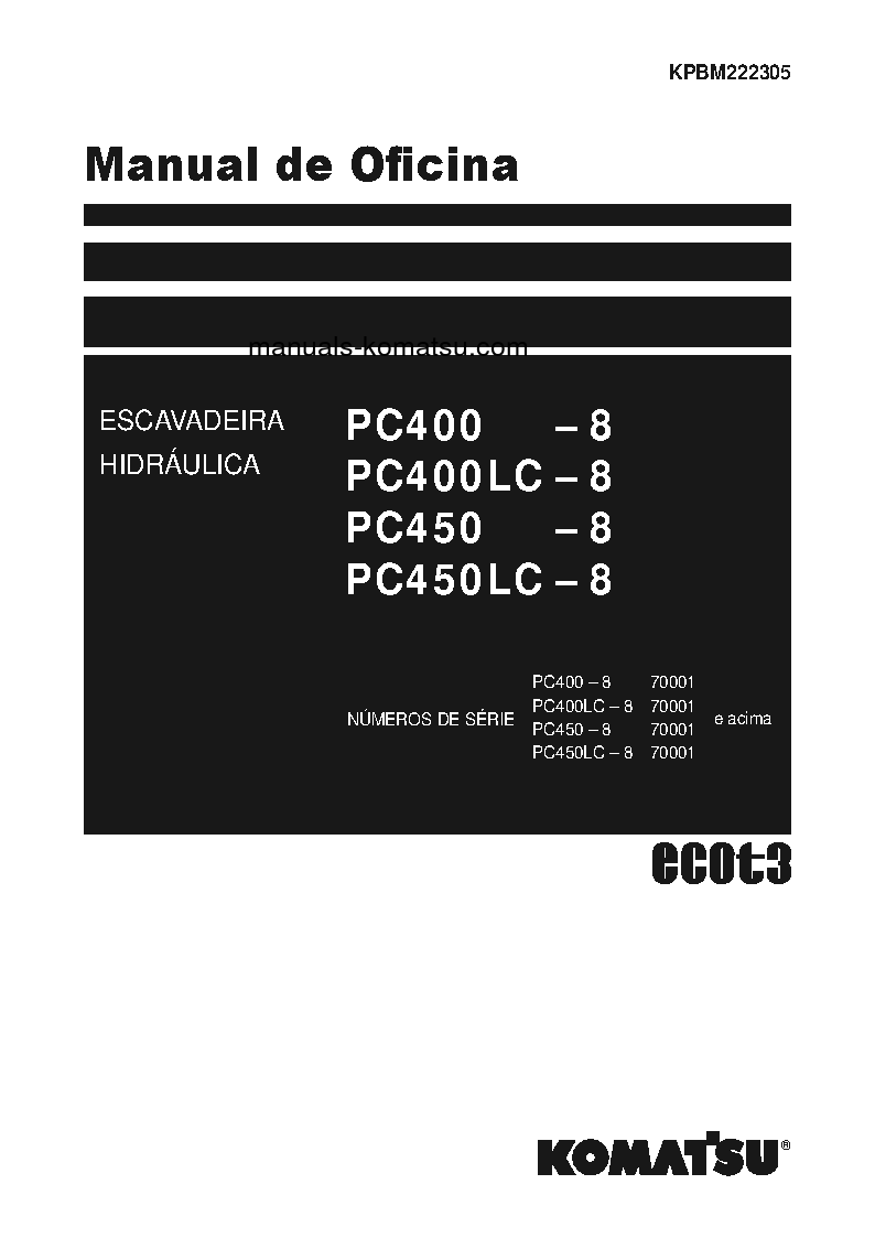 PC400-8(JPN) S/N 70001-UP Shop (repair) manual (Portuguese)