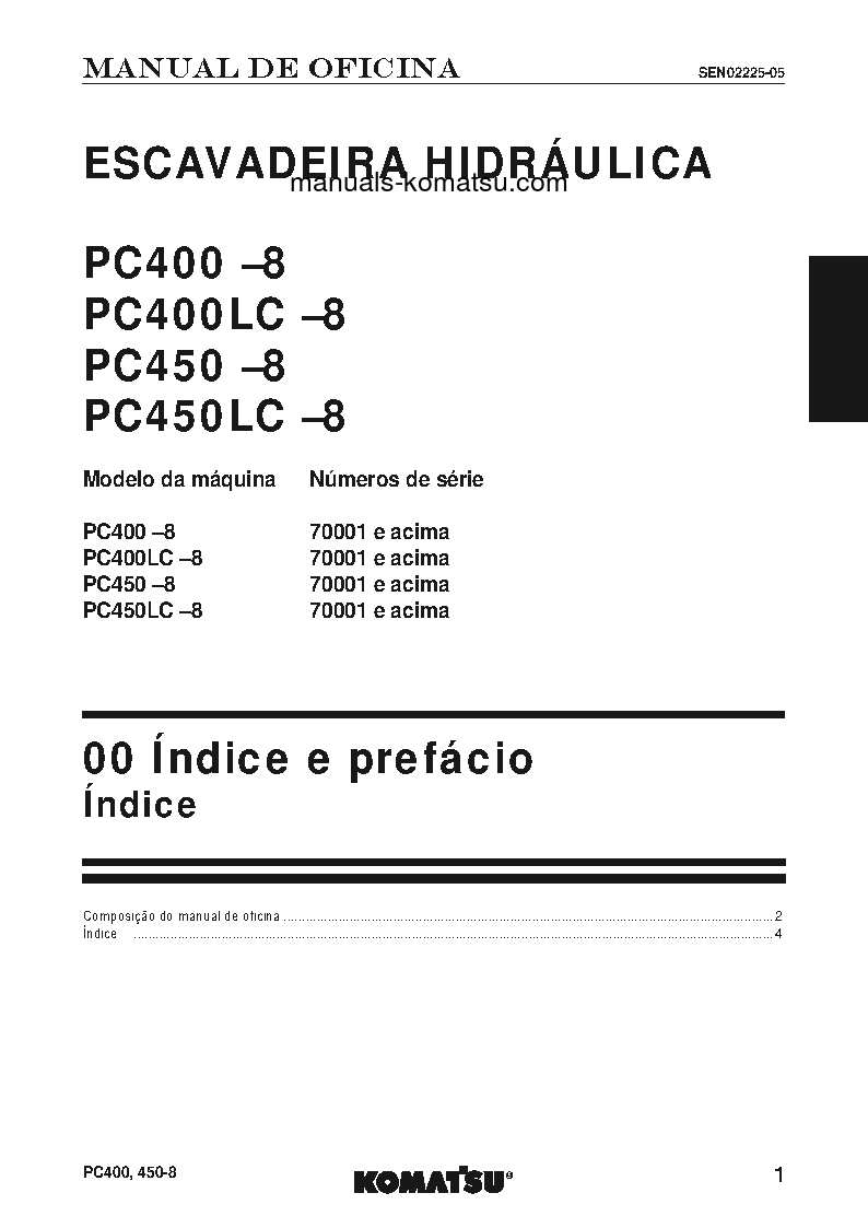 Protected: PC400-8(JPN) S/N 70001-UP Shop (repair) manual (Portuguese)