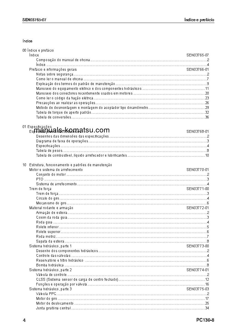 Protected: PC130-8(BRA) S/N B10001-UP Shop (repair) manual (Portuguese)