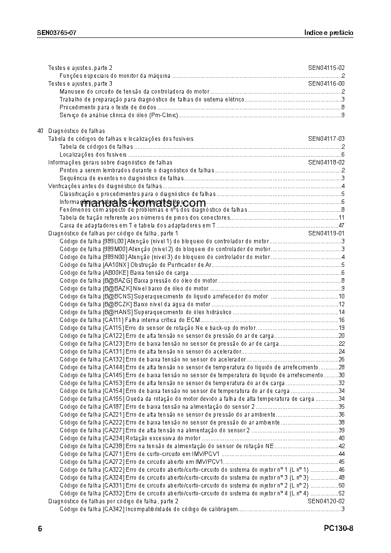 Protected: PC130-8(BRA) S/N B10001-UP Shop (repair) manual (Portuguese)