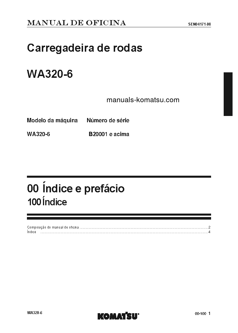 Protected: WA320-6(BRA) S/N B20001-UP Shop (repair) manual (Portuguese)