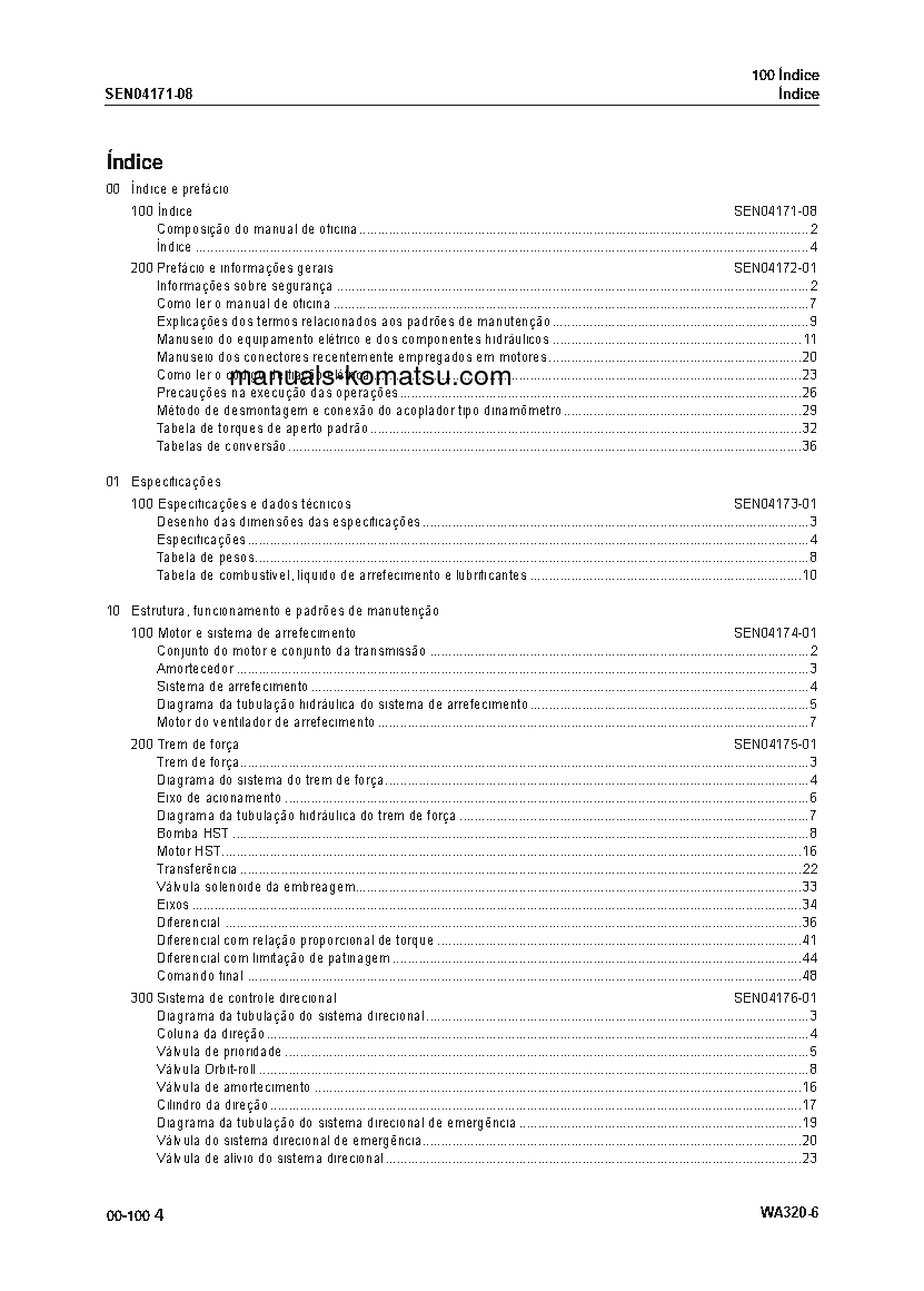 Protected: WA320-6(BRA) S/N B20001-UP Shop (repair) manual (Portuguese)