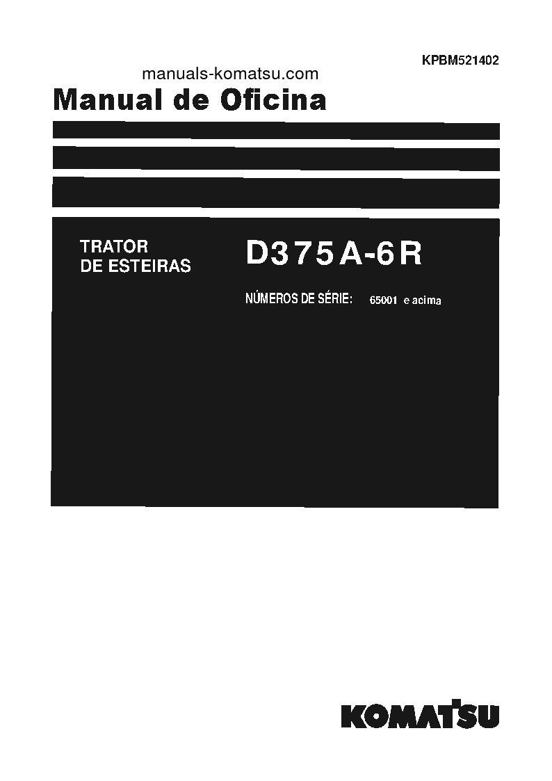 D375A-6(JPN)-R S/N 65001-UP Shop (repair) manual (Portuguese)