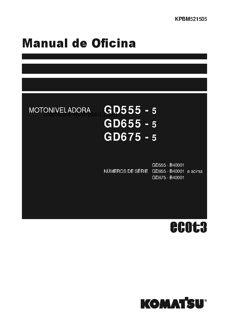 GD655-5B(BRA) S/N B40001-UP Shop (repair) manual (Portuguese)