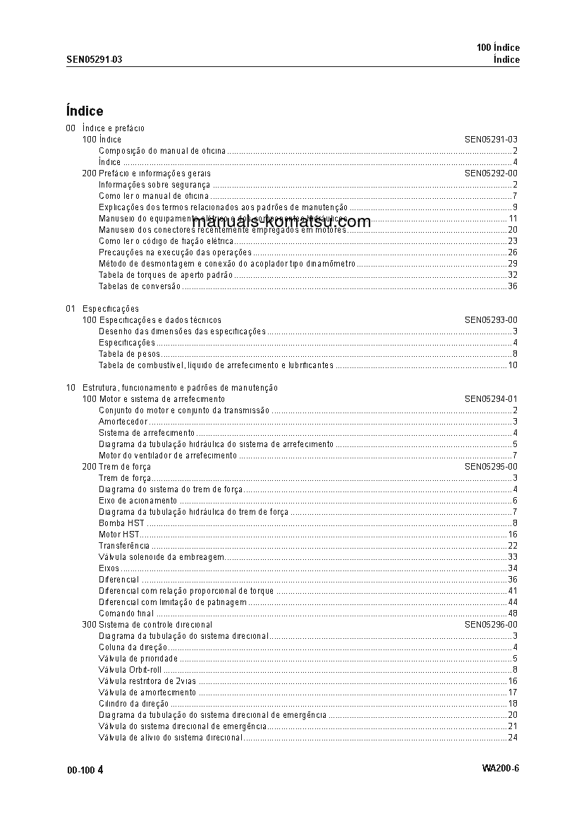 Protected: WA200-6(BRA) S/N B20001-UP Shop (repair) manual (Portuguese)