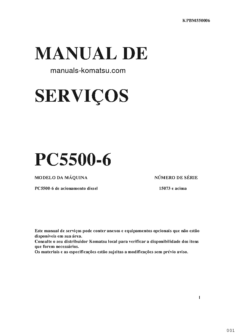 Protected: PC5500-6(DEU) S/N 15073-15073 Shop (repair) manual (Portuguese)