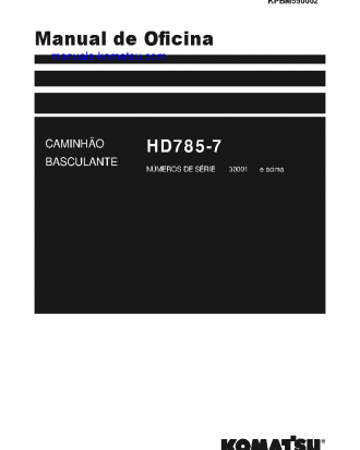 HD785-7(JPN) S/N 30001-UP Shop (repair) manual (Portuguese)