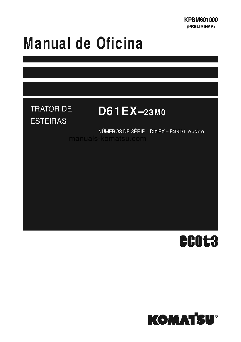 D61EX-23(BRA)-M0 S/N B50001-UP Shop (repair) manual (Portuguese)