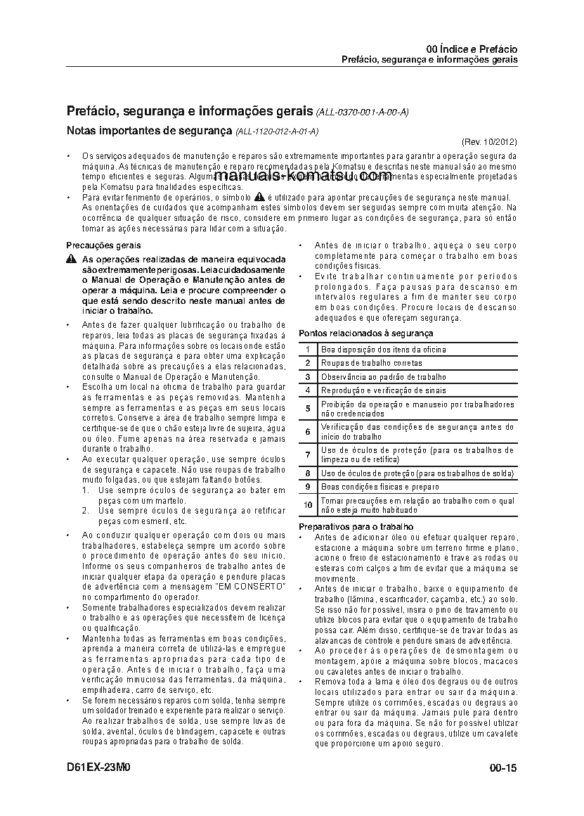 Protected: D61EX-23(BRA)-M0 S/N B50001-UP Shop (repair) manual (Portuguese)