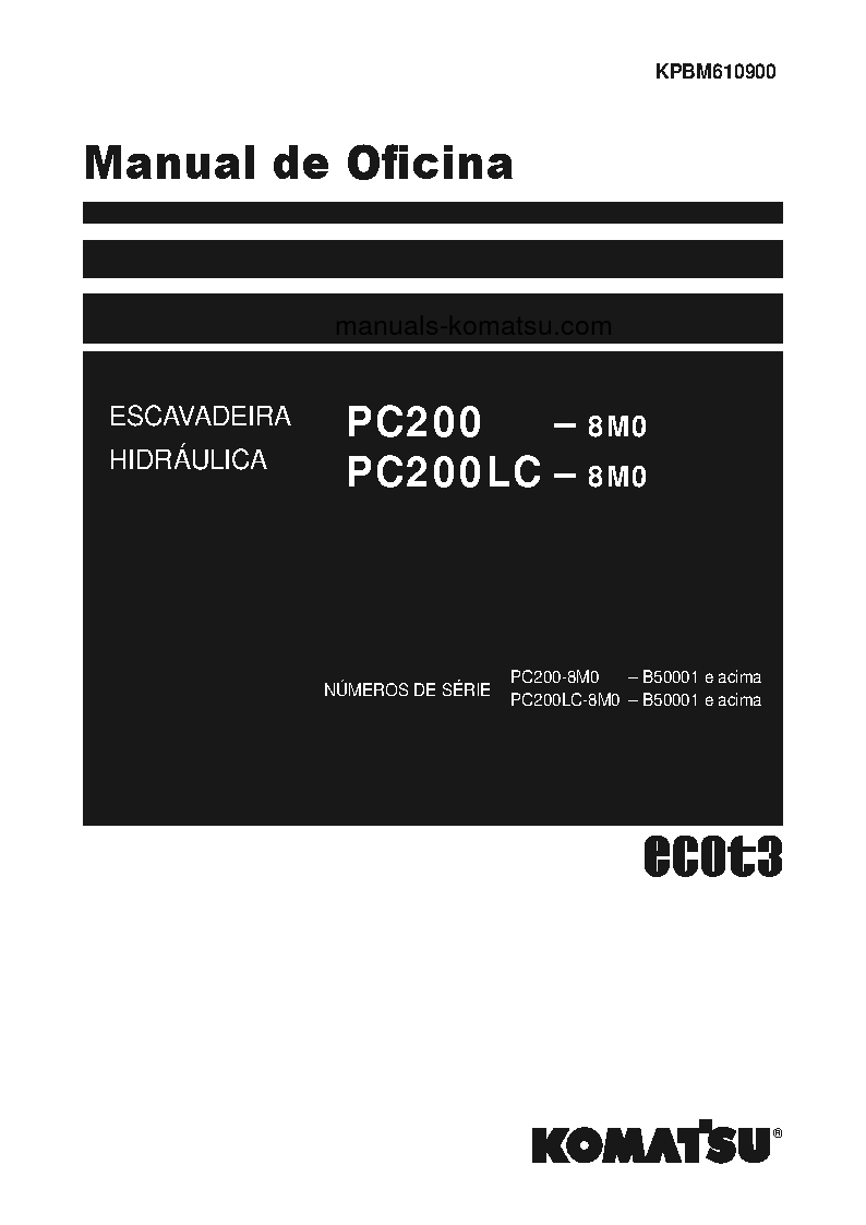 PC200LC-8(BRA)-M0 S/N B50001-UP Shop (repair) manual (Portuguese)