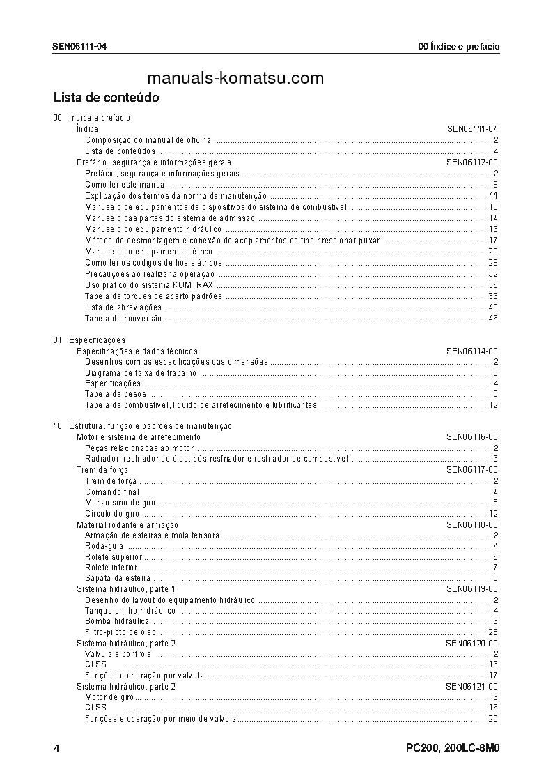 Protected: PC200LC-8(BRA)-M0 S/N B50001-UP Shop (repair) manual (Portuguese)