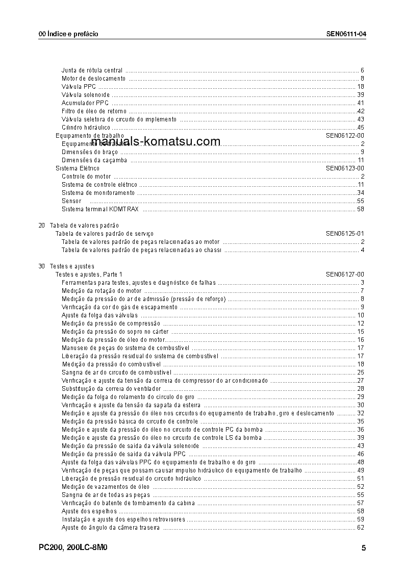 Protected: PC200LC-8(BRA)-M0 S/N B50001-UP Shop (repair) manual (Portuguese)
