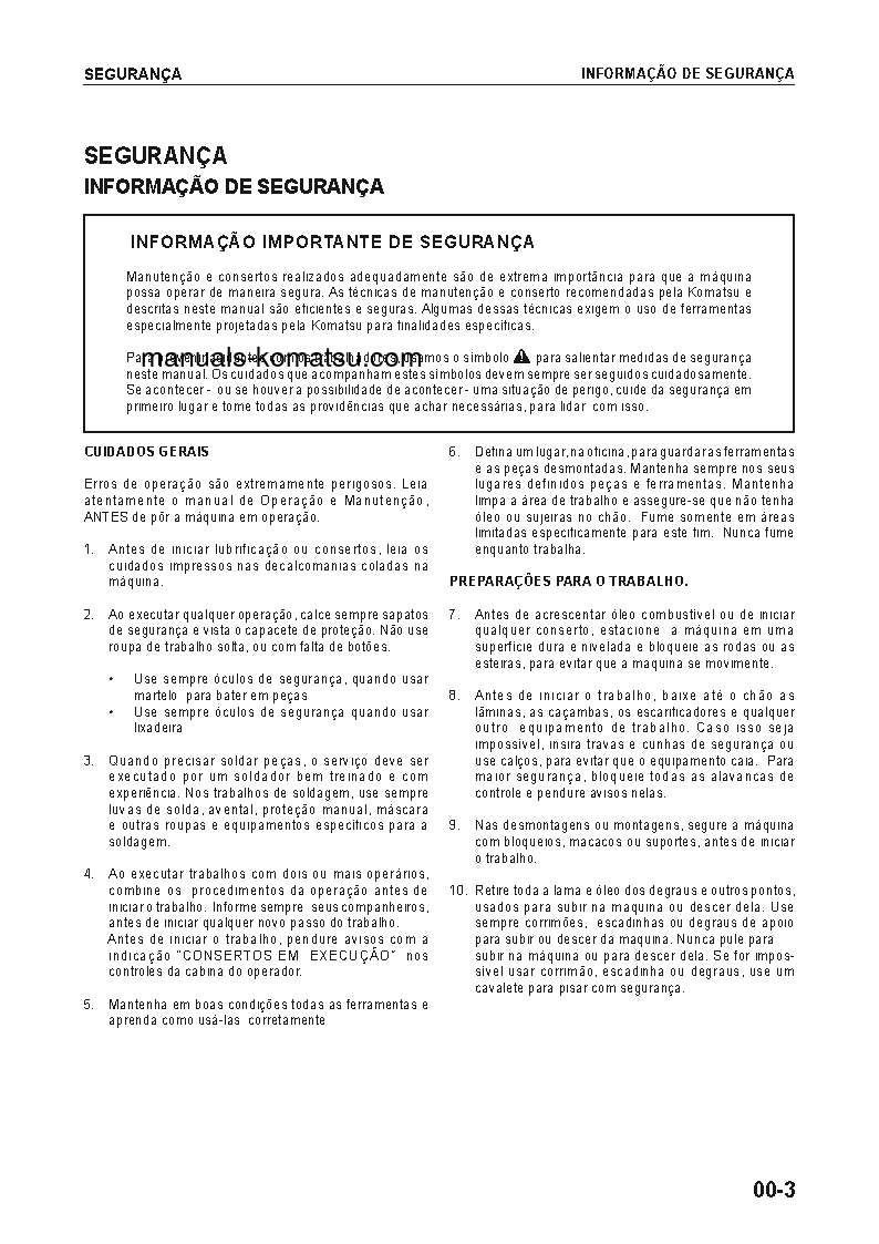 Protected: WD500-3(JPN) S/N 50001-UP Shop (repair) manual (Portuguese)