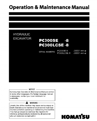 PC300LCSE-8(IDN) S/N J30001-UP Operation manual (English)