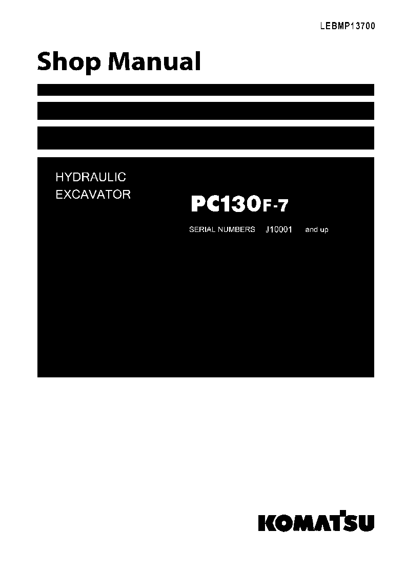 PC130F-7(IDN) S/N J10001-UP Shop (repair) manual (English)