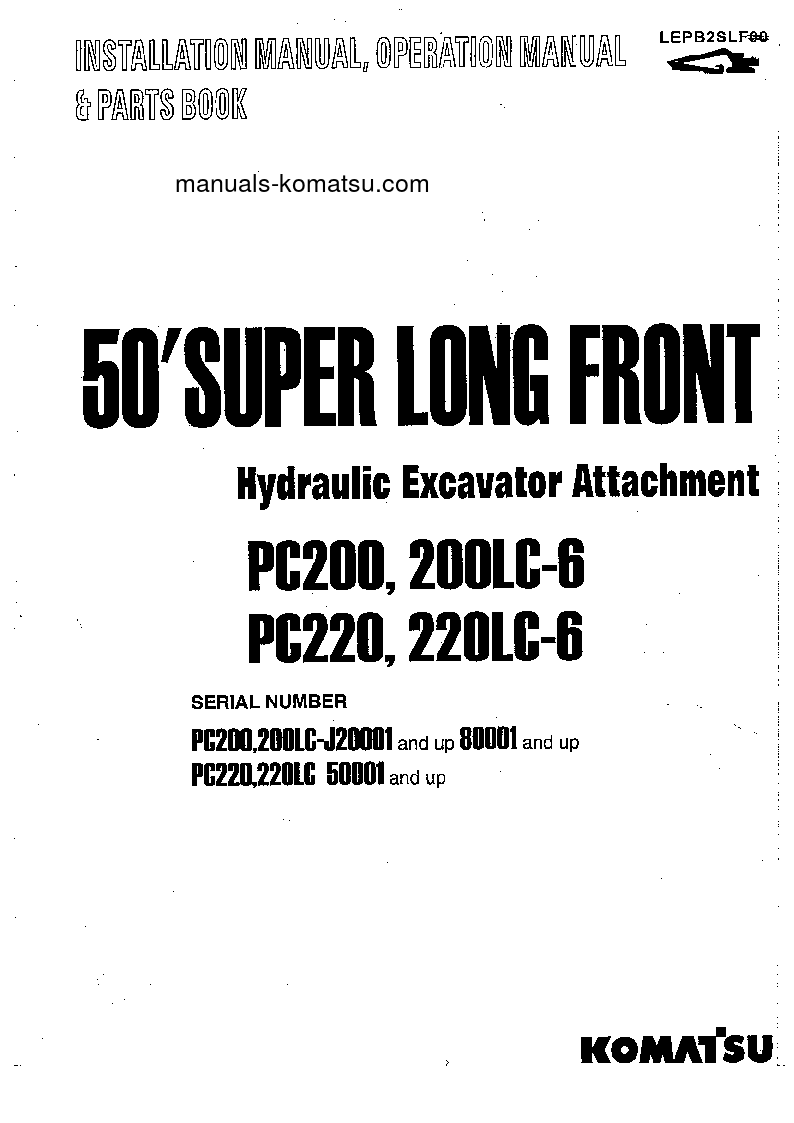 PC200SLF-6(IDN) S/N J20001-UP Operation manual (English)