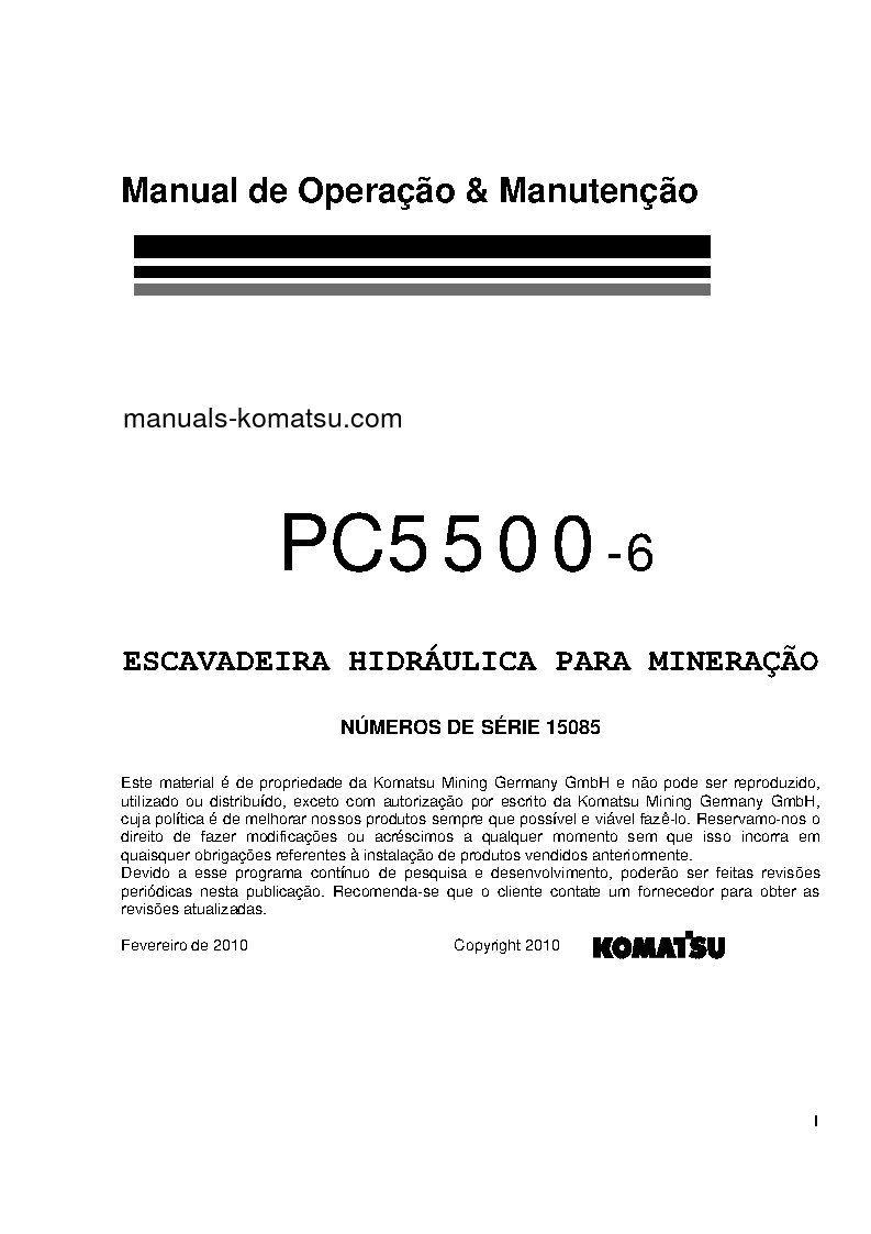 PC5500-6(DEU) S/N 15085-15085 Operation manual (Portuguese)