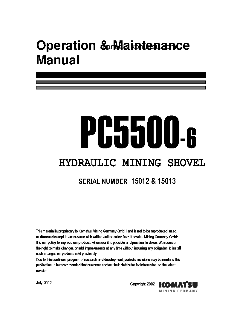 PC5500-6(DEU) S/N 15013-15013 Operation manual (English)