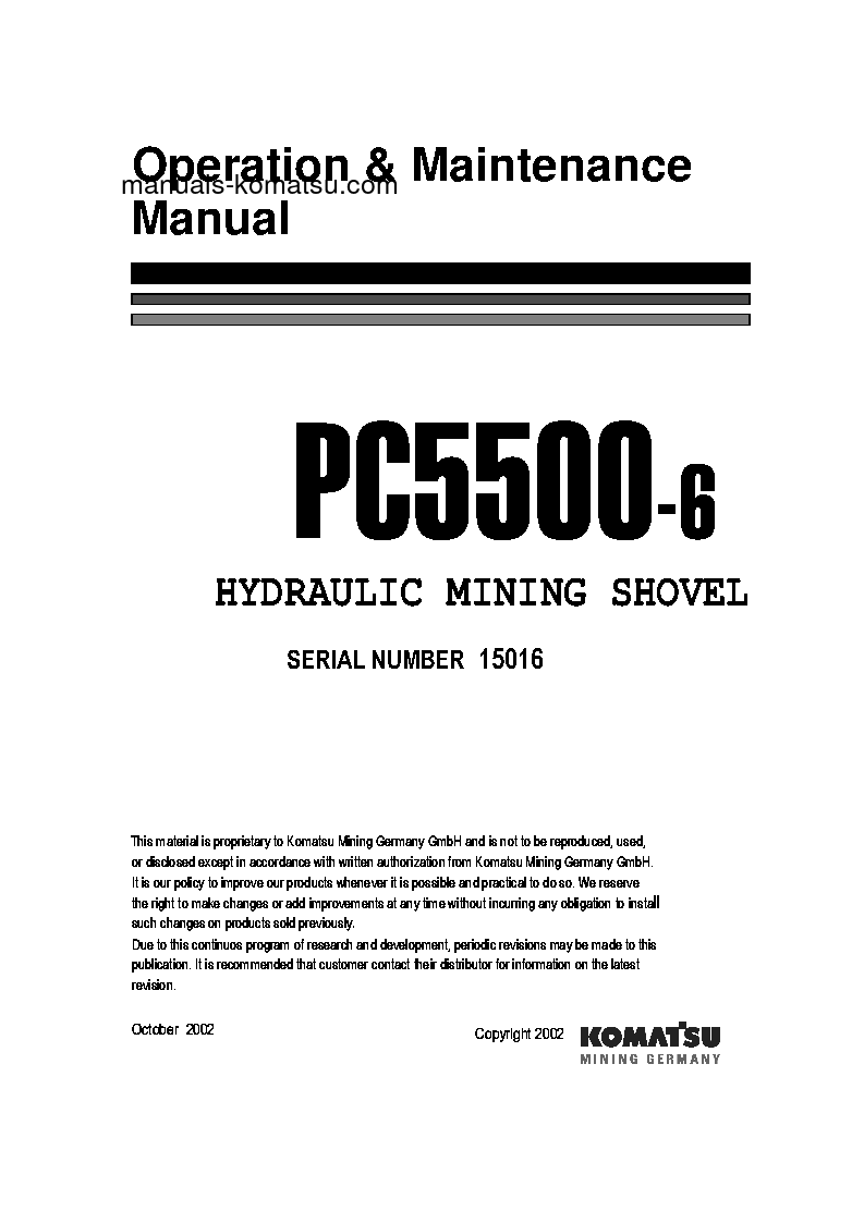 PC5500-6(DEU)-ELECTRIC MOTOR S/N 15016-15016 Operation manual (English)