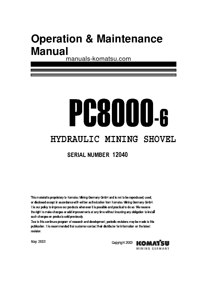PC8000-6(DEU) S/N 12040-12040 Operation manual (English)