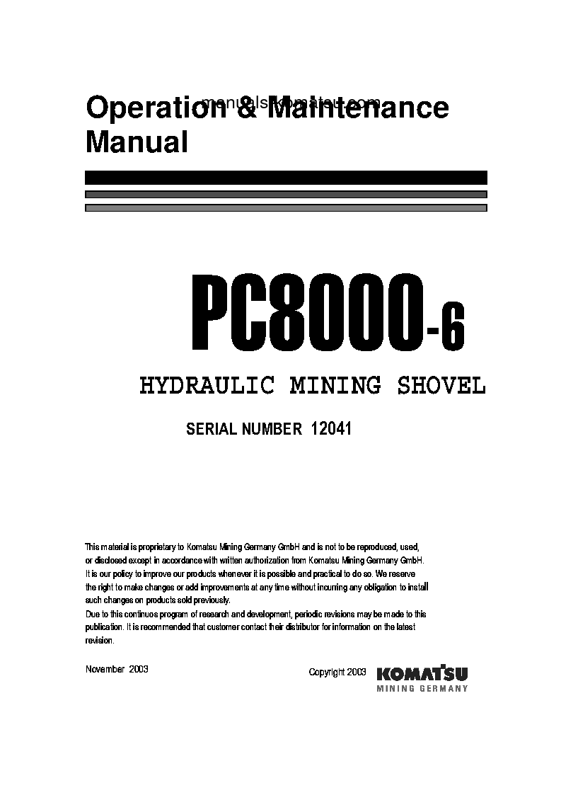 PC8000-6(DEU)-ELECTRIC MOTOR S/N 12041-12041 Operation manual (English)