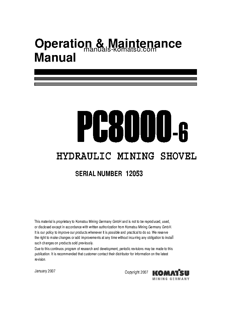 PC8000-6(DEU) S/N 12053-12053 Operation manual (English)