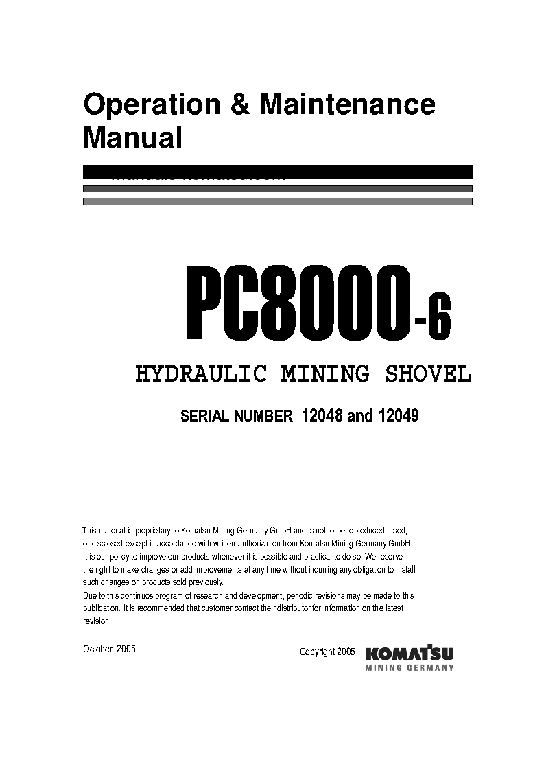 PC8000-6(DEU)-ELECTRIC MOTOR S/N 12049-12049 Operation manual (English)
