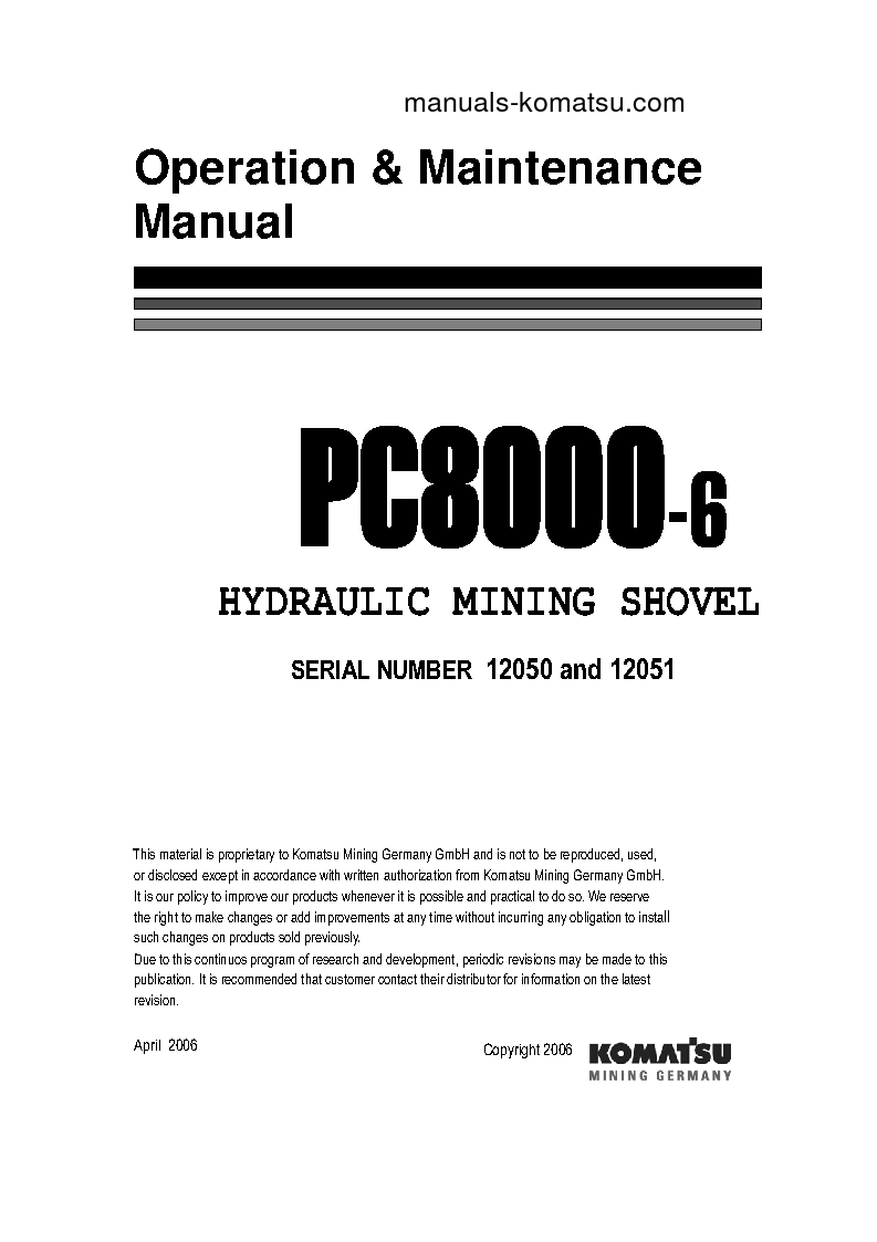 PC8000-6(DEU)-ELECTRIC MOTOR S/N 12050-12050 Operation manual (English)