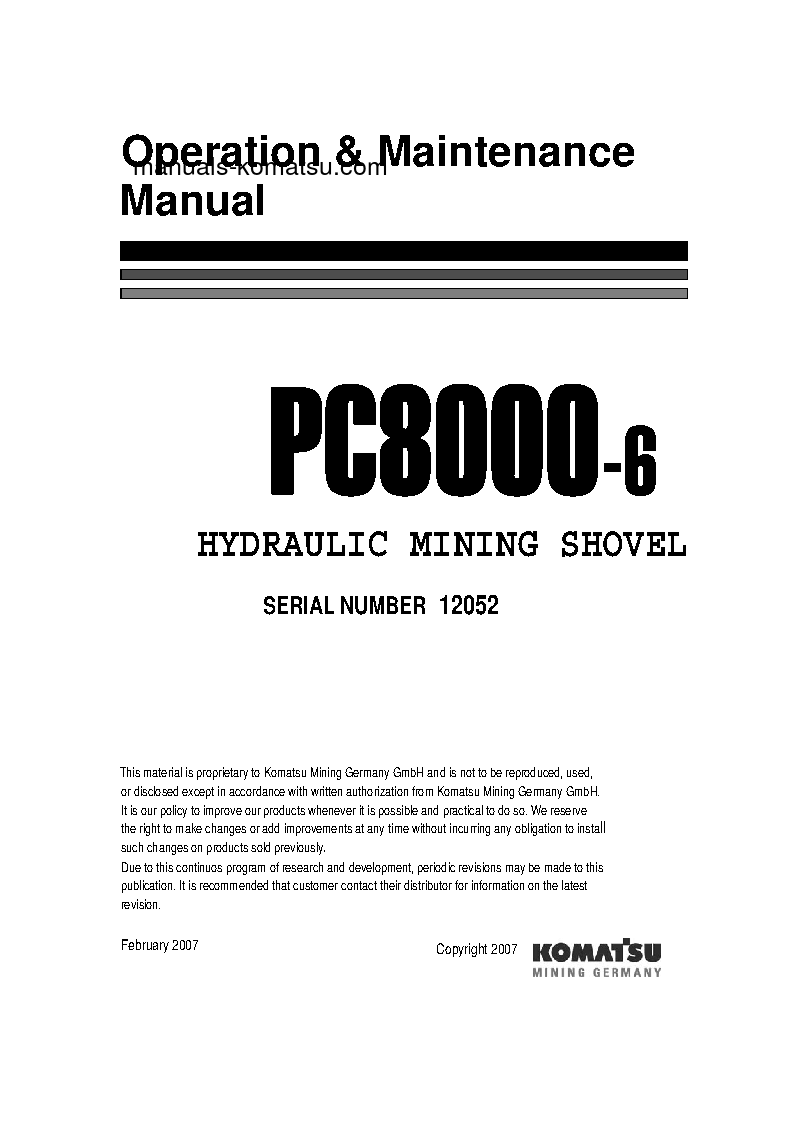 PC8000-6(DEU)-ELECTRIC MOTOR S/N 12052-12052 Operation manual (English)