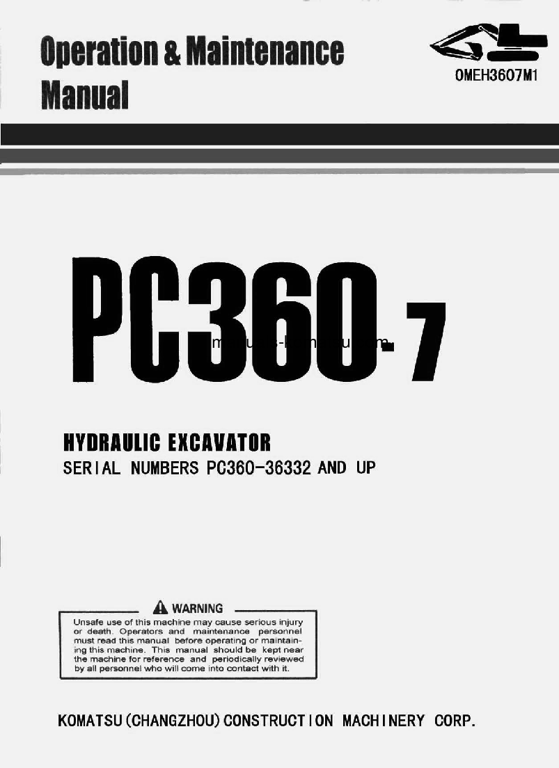 PC360-7(CHN) S/N 36332-UP Operation manual (English)