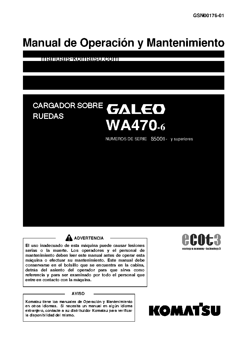 WA470-6(JPN) S/N 85001-UP Operation manual (Spanish)
